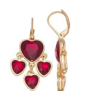Elegant Love Red Heart Drop Earrings